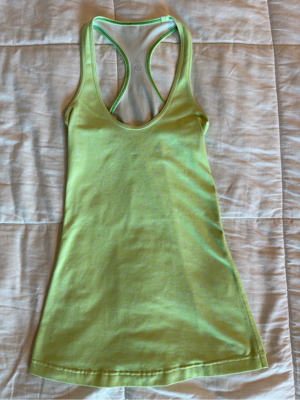 lululemon athletica Racerback Polka Dot Scoop Neck Stretch Tank Top 6 Green med